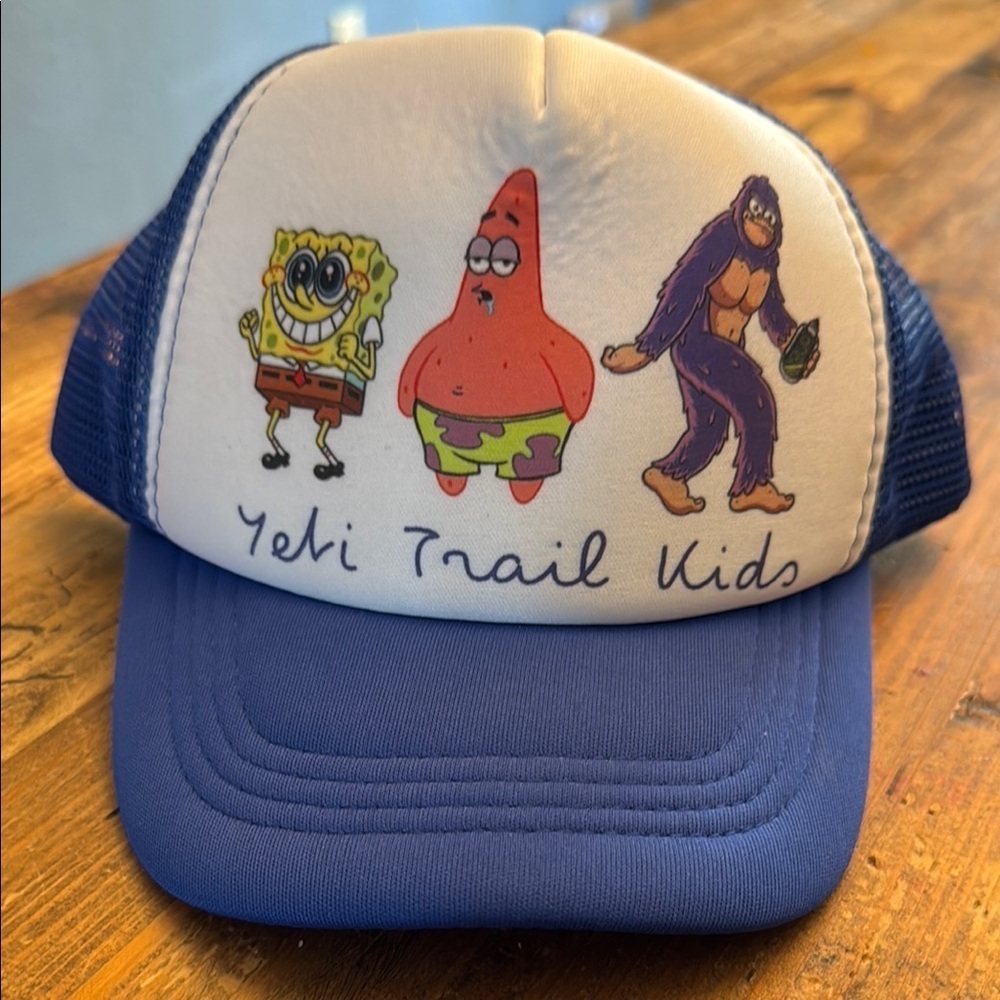 Blue and White Yeti Trail Runners Kids Cap